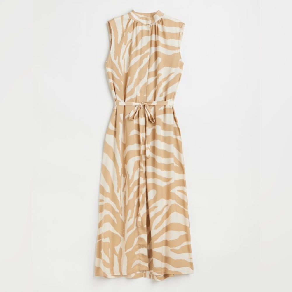 Button Front Zebra Print Summer Dress